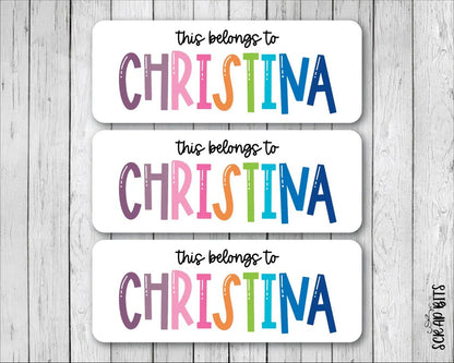 Bouncy Lettering Name Labels, Personalized Belonging Labels - Scrap Bits