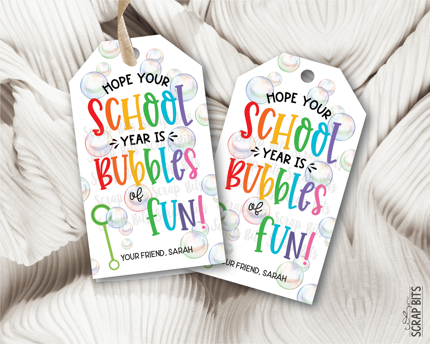 Bubbles Back To School Gift Tags, Bubbles of Fun - Scrap Bits