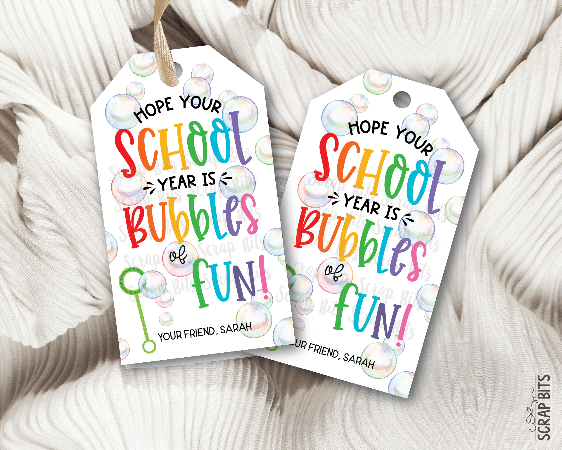 Bubbles Back To School Gift Tags, Bubbles of Fun - Scrap Bits