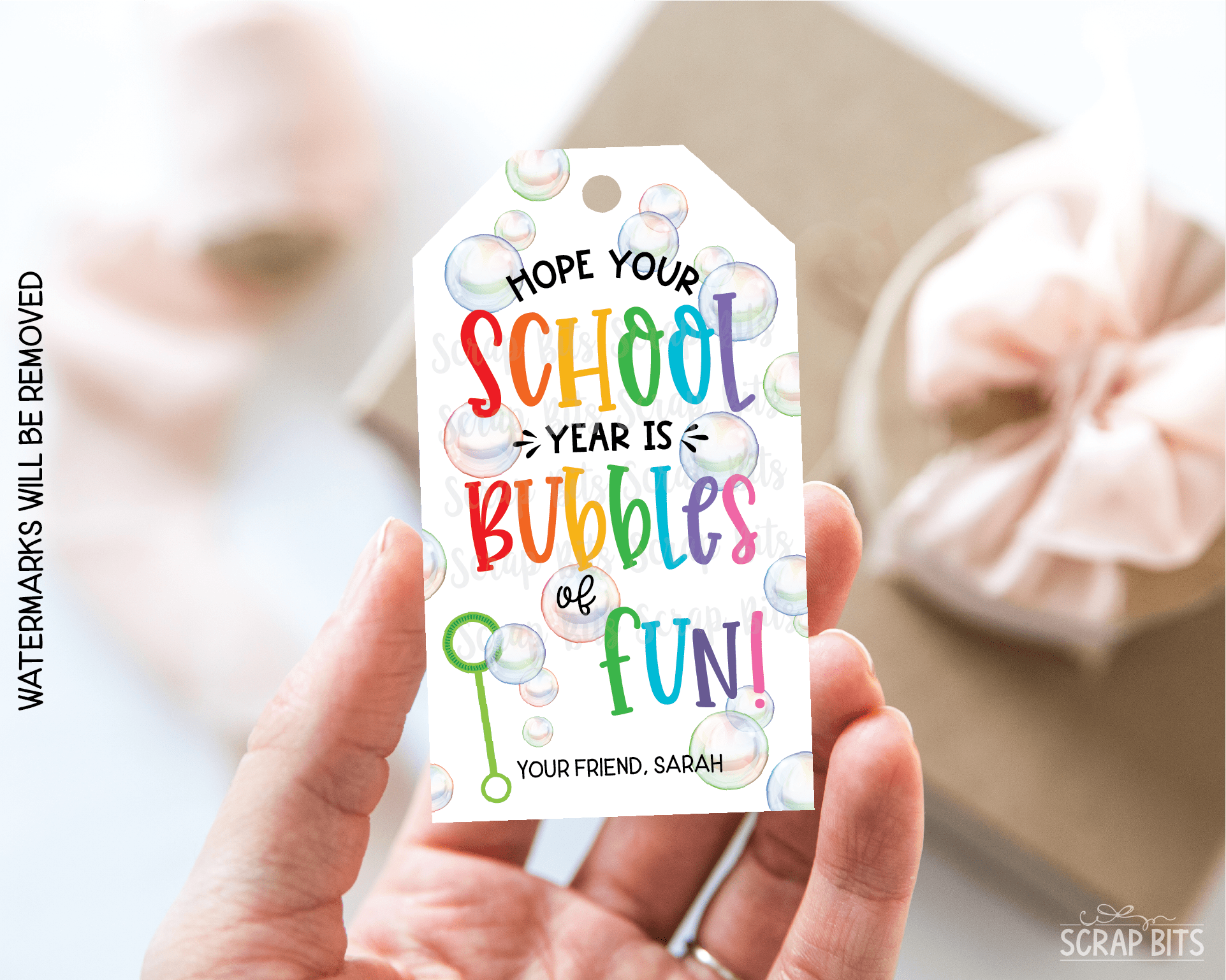Bubbles Back To School Gift Tags, Bubbles of Fun - Scrap Bits