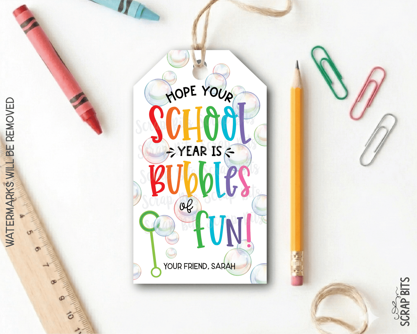 Bubbles Back To School Gift Tags, Bubbles of Fun - Scrap Bits