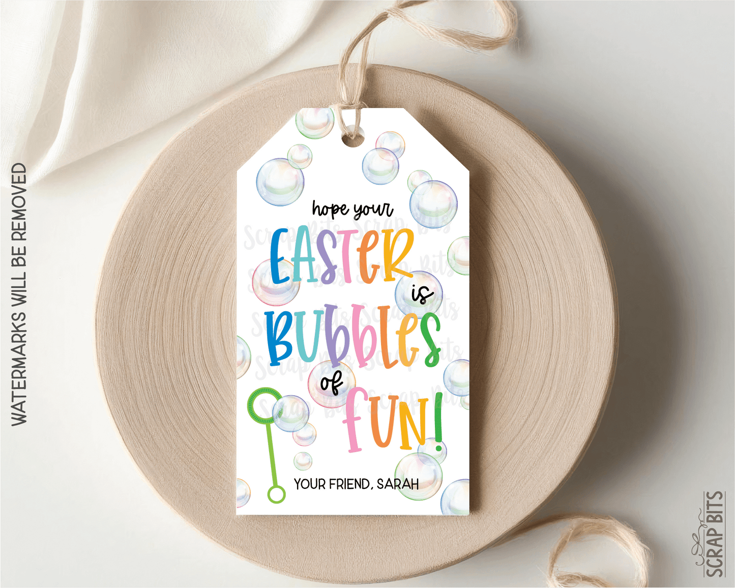 Bubbles of Fun, Personalized Easter Gift Tags - Scrap Bits