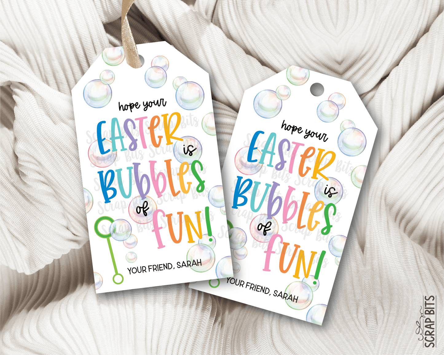 Bubbles of Fun, Personalized Easter Gift Tags - Scrap Bits