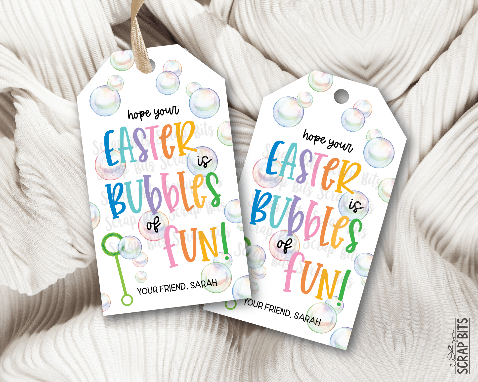 Bubbles of Fun, Personalized Easter Gift Tags - Scrap Bits
