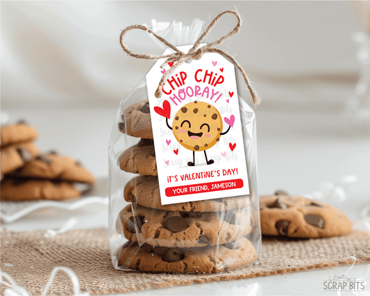 Chip Chip Hooray, Chocolate Chip Cookie Printable Valentine Gift Tags . Instant Download Editable Template - Scrap Bits