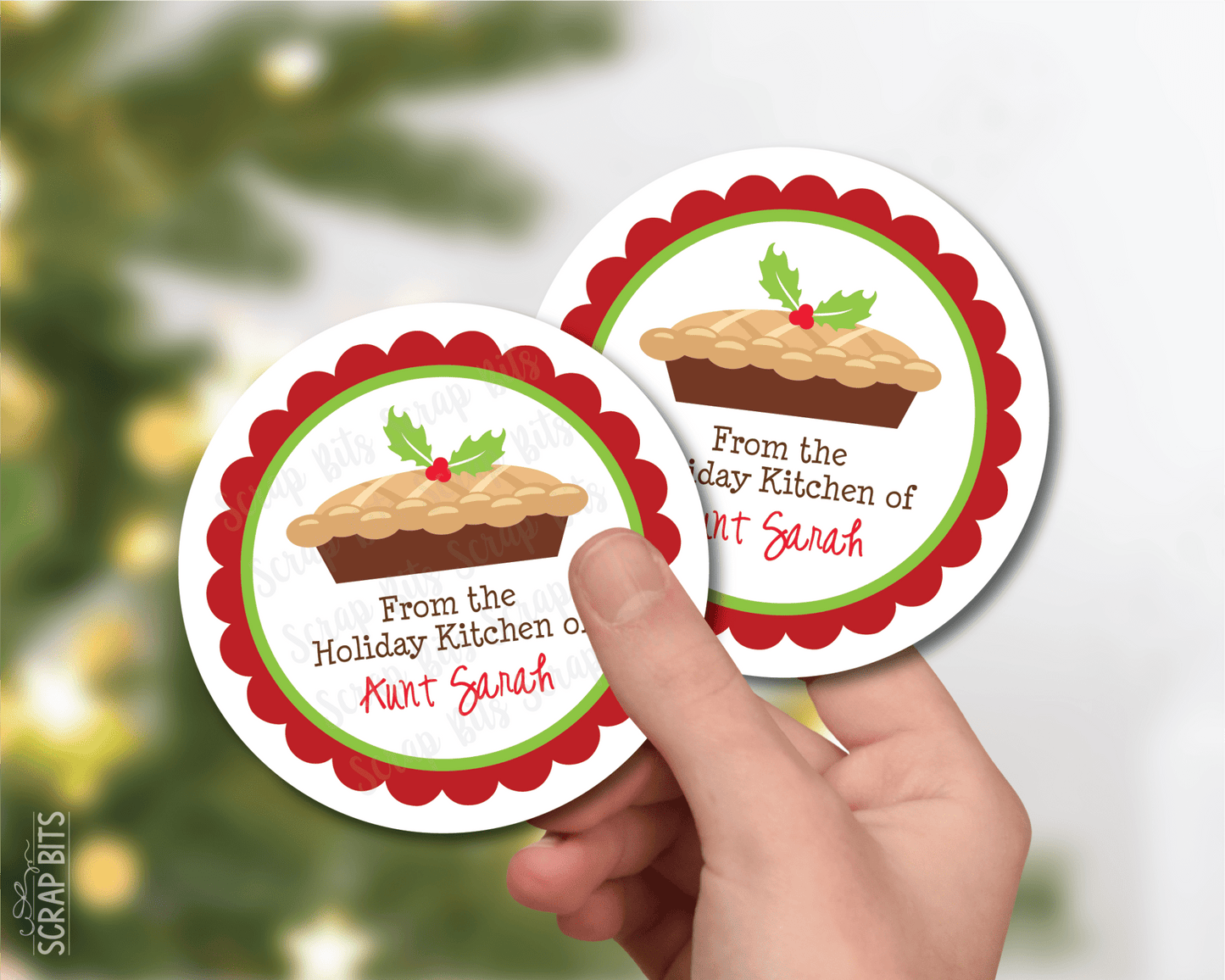 Christmas Pie, Scallop Ede, Holiday Baking Labels - Scrap Bits