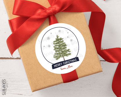 Christmas Tree Snow Globe, Personalized Christmas Gift Stickers or Tags - Scrap Bits
