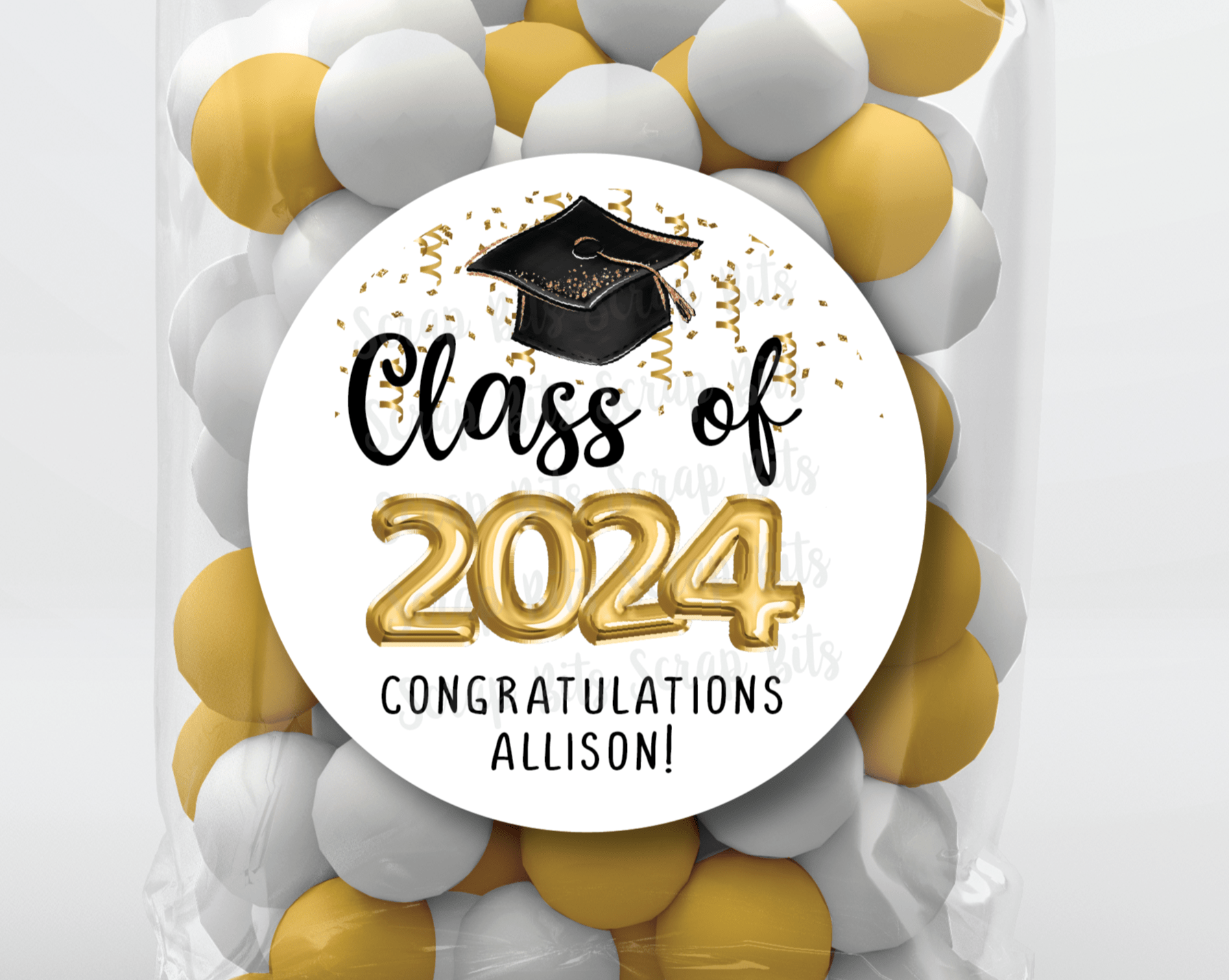 Class of Gold Foil Balloons Graduation Stickers or Tags - Scrap Bits