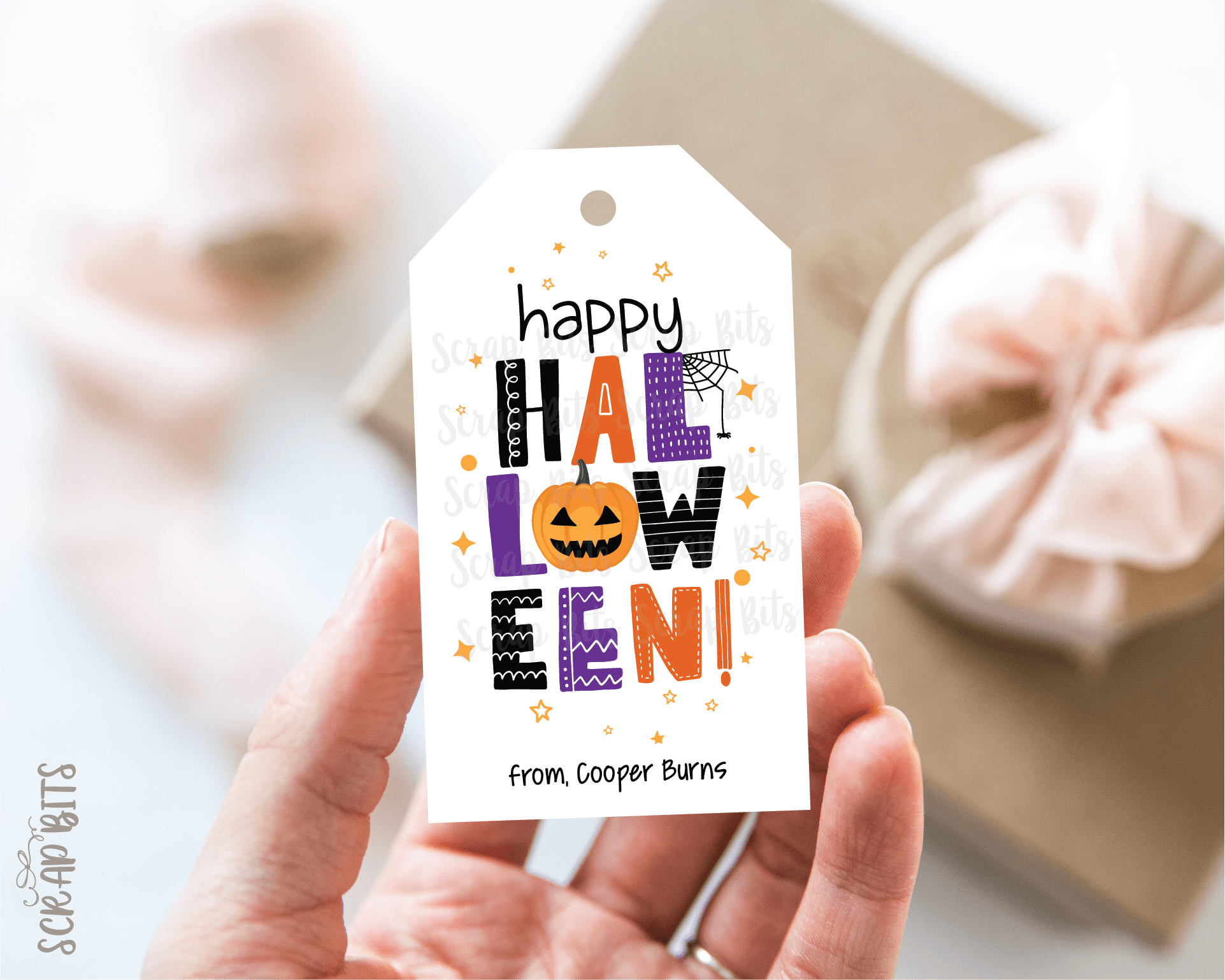 Collage Lettering Halloween Tags . Personalized Halloween Gift Tags - Scrap Bits