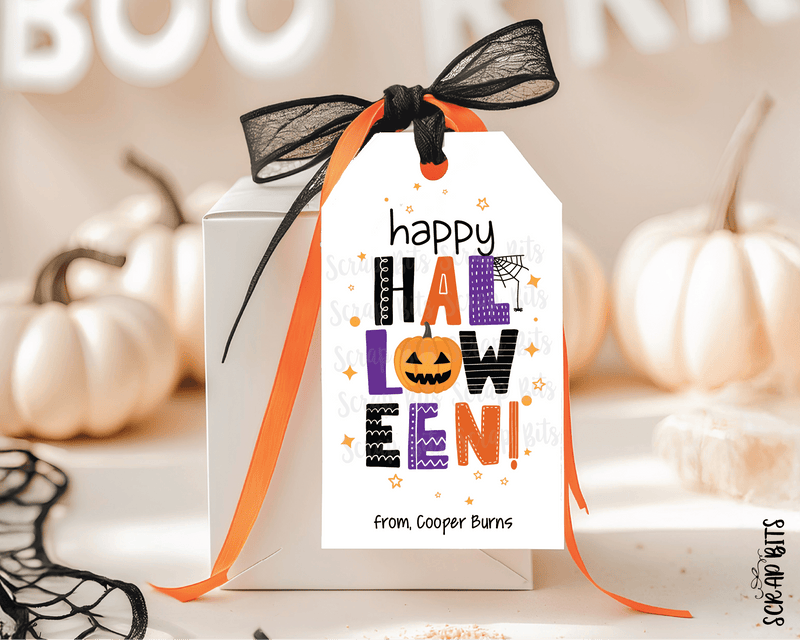 Collage Lettering Halloween Tags . Personalized Halloween Gift Tags - Scrap Bits
