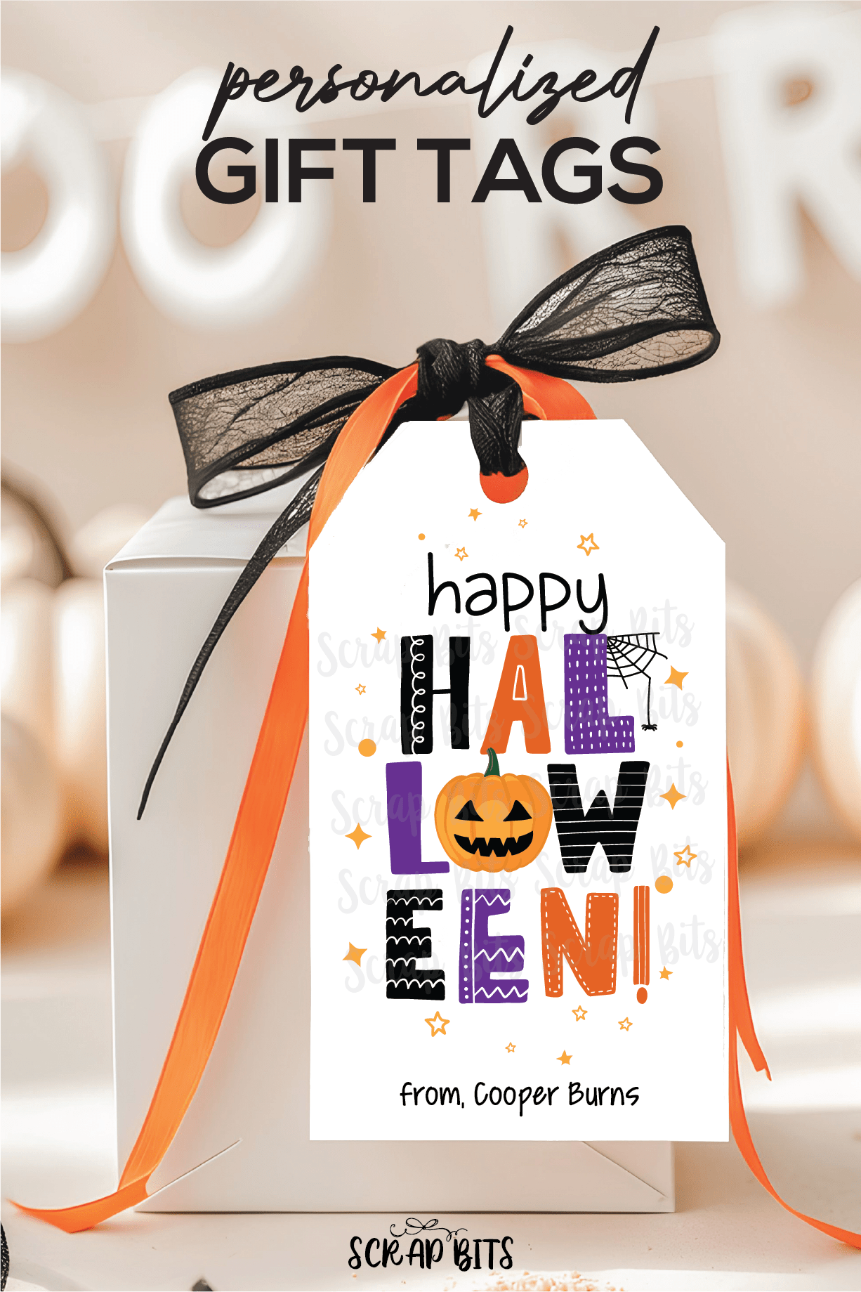 Collage Lettering Halloween Tags . Personalized Halloween Gift Tags - Scrap Bits