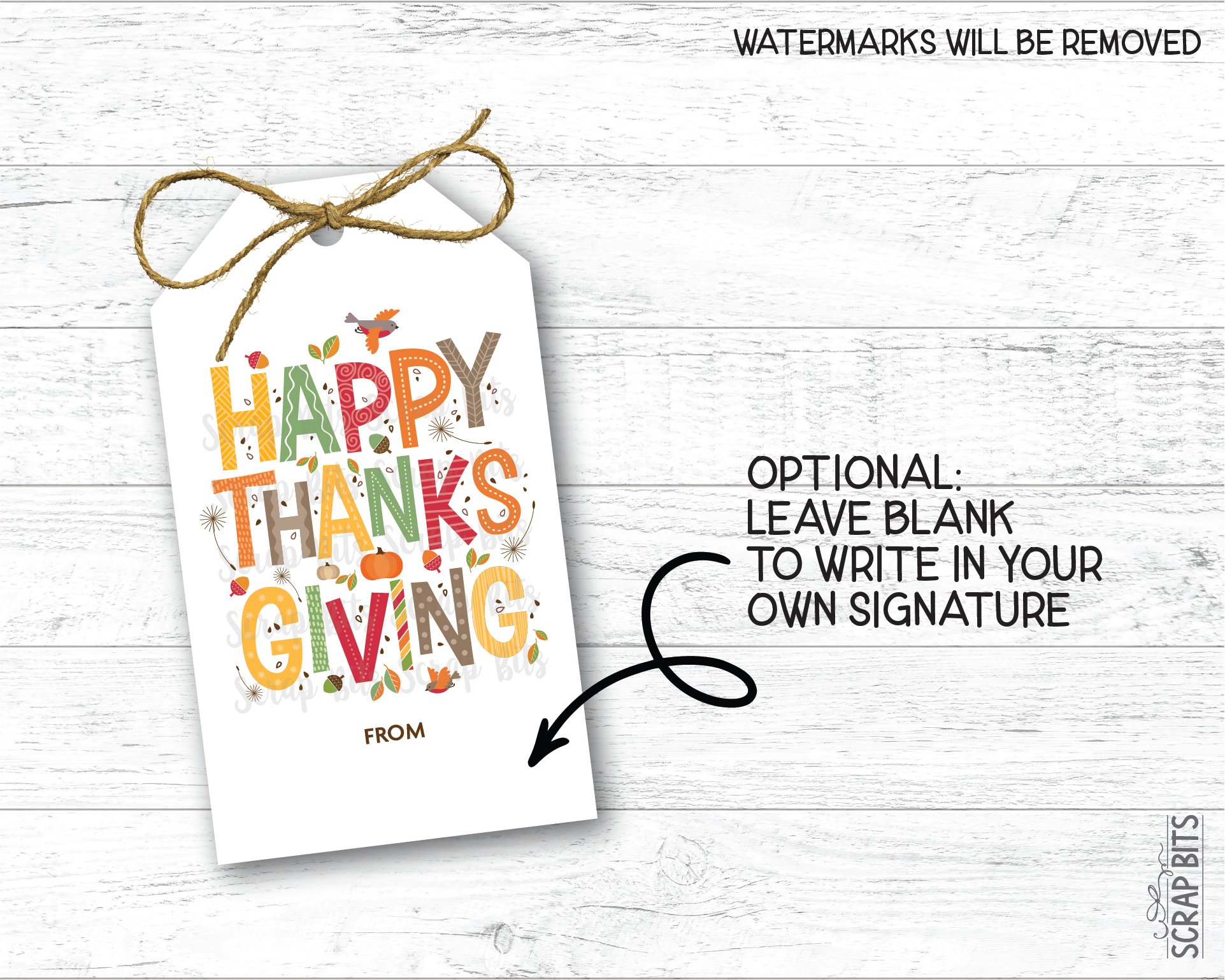Collage Lettering, Personalized Thanksgiving Gift Tags - Scrap Bits