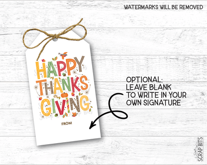 Collage Lettering, Personalized Thanksgiving Gift Tags - Scrap Bits
