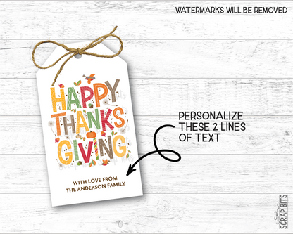 Collage Lettering, Personalized Thanksgiving Gift Tags - Scrap Bits