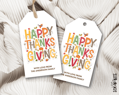 Collage Lettering, Personalized Thanksgiving Gift Tags - Scrap Bits