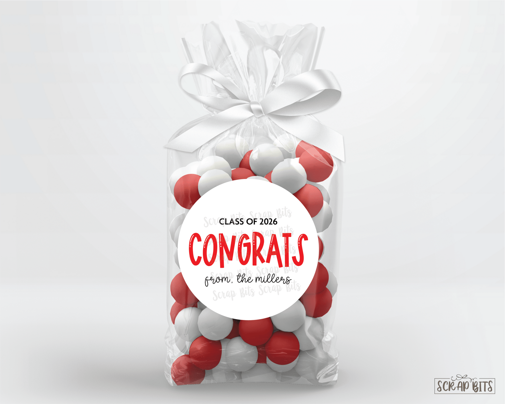 Congrats Bouncy Lettering, Personalized Graduation Favor Labels - Scrap Bits