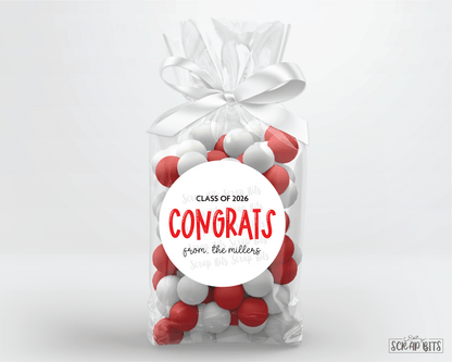 Congrats Bouncy Lettering, Personalized Graduation Favor Labels - Scrap Bits