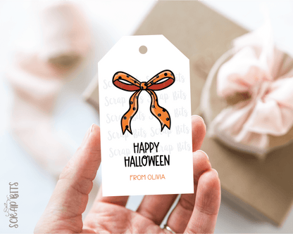 Coquette Bow Tags . Personalized Halloween Gift Tags - Scrap Bits