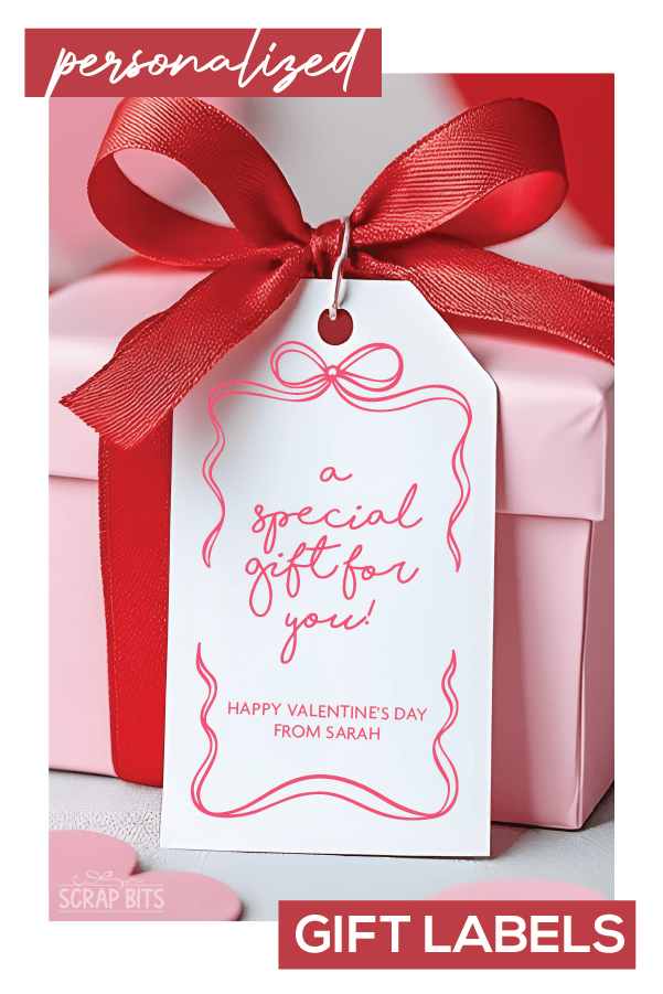 Coquette Wiggle Bow Frame A Special Gift, Personalized Valentine Gift Tags - Scrap Bits