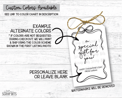 Coquette Wiggle Bow Frame A Special Gift, Personalized Valentine Gift Tags - Scrap Bits