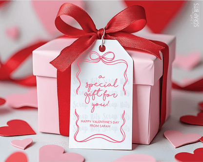 Coquette Wiggle Bow Frame A Special Gift, Personalized Valentine Gift Tags - Scrap Bits
