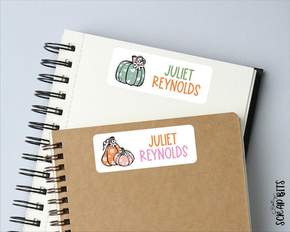 Cute & Groovy Pumpkins Name Labels . Personalized Belonging Labels - Scrap Bits