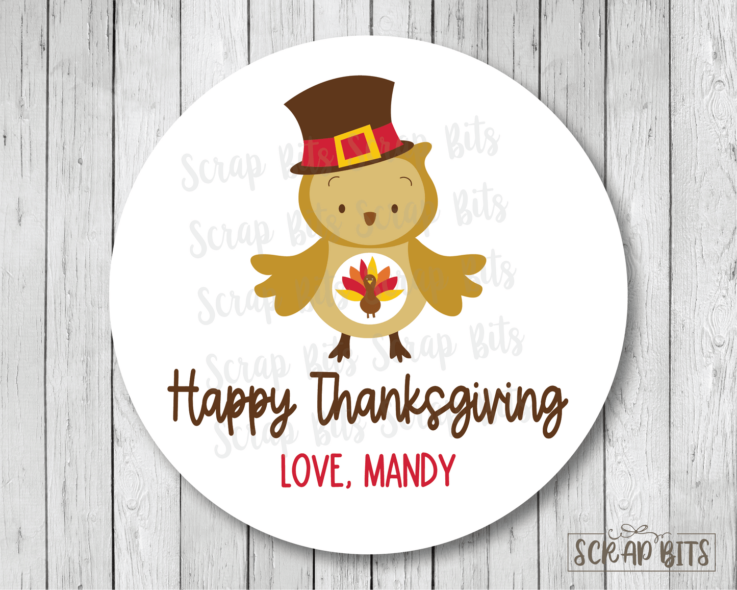 Cutesy Turkey Thanksgiving Stickers or Tags . Thanksgiving Gift Labels - Scrap Bits