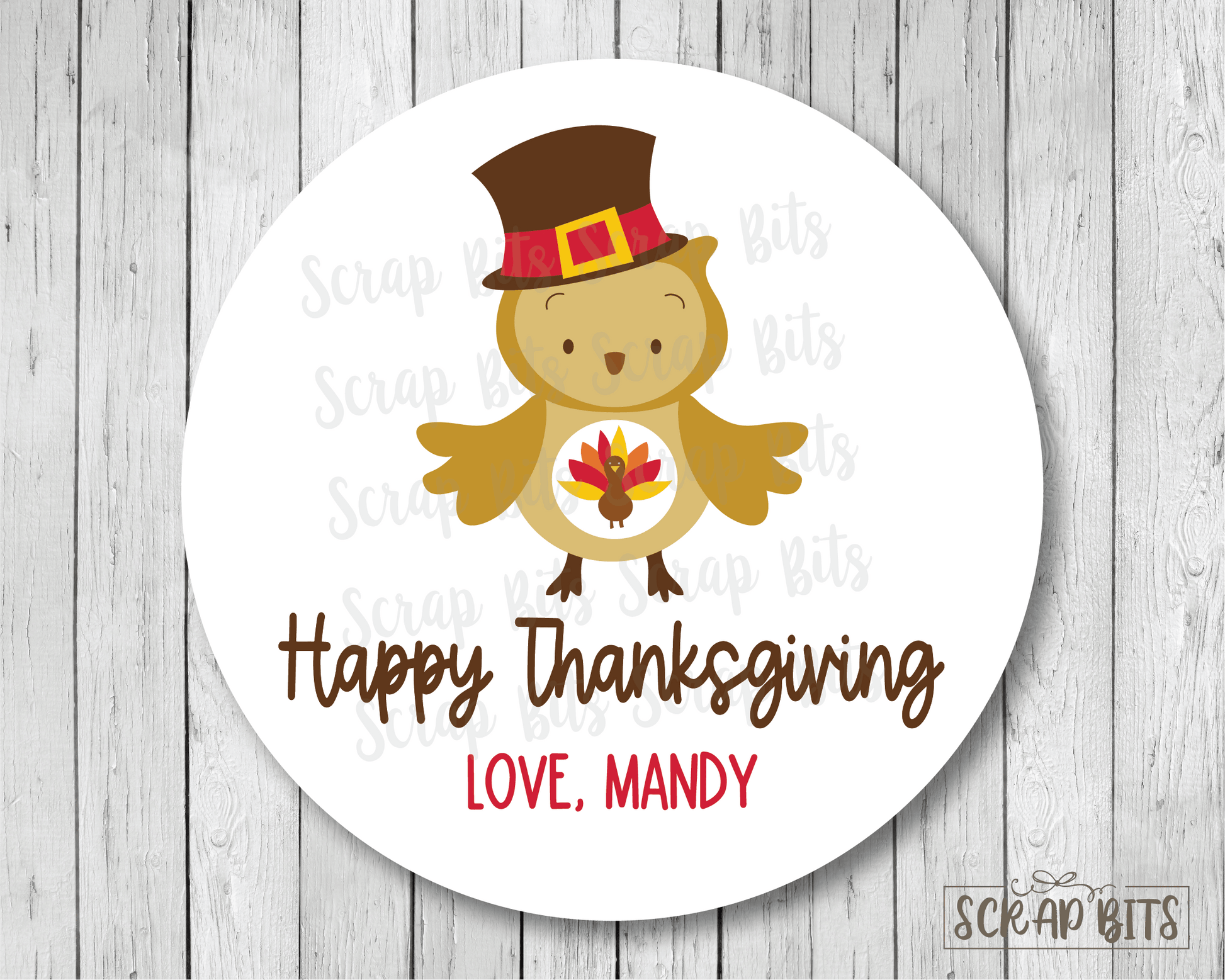 Cutesy Turkey Thanksgiving Stickers or Tags . Thanksgiving Gift Labels - Scrap Bits