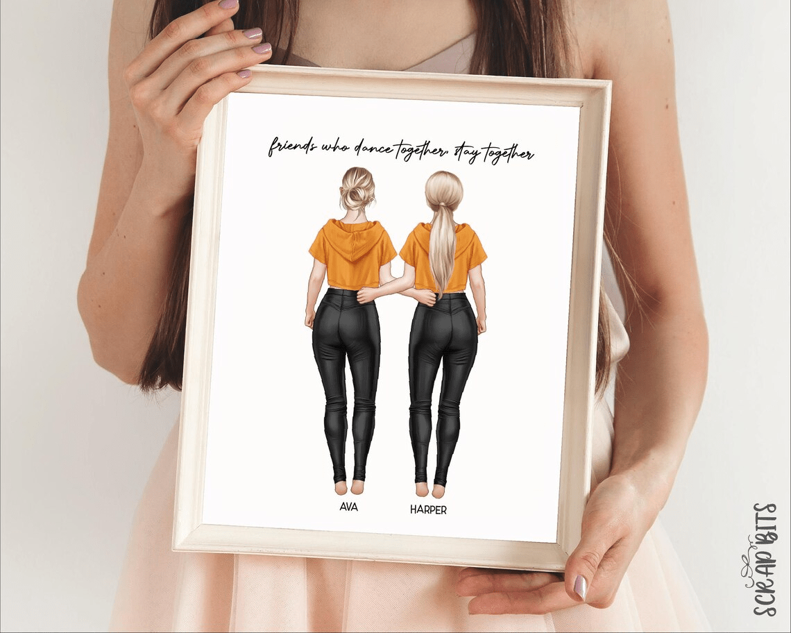 Dance Trio Portrait Print, Custom Dance Team Gift, Digital Download - Scrap Bits