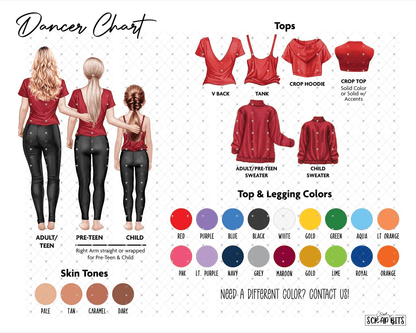 Dance Trio Portrait Print, Custom Dance Team Gift, Digital Download - Scrap Bits