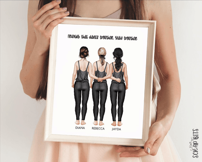 Dance Trio Portrait Print, Custom Dance Team Gift, Digital Download - Scrap Bits