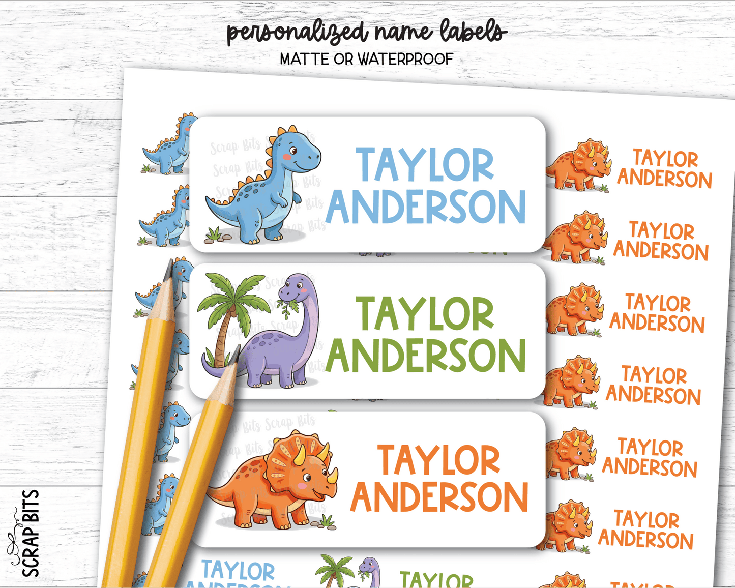 Dinosaur Name Labels, Personalized Belonging Labels - Scrap Bits