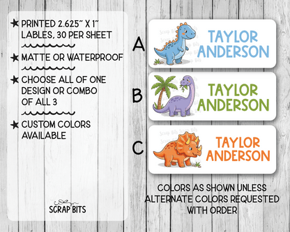 Dinosaur Name Labels, Personalized Belonging Labels - Scrap Bits