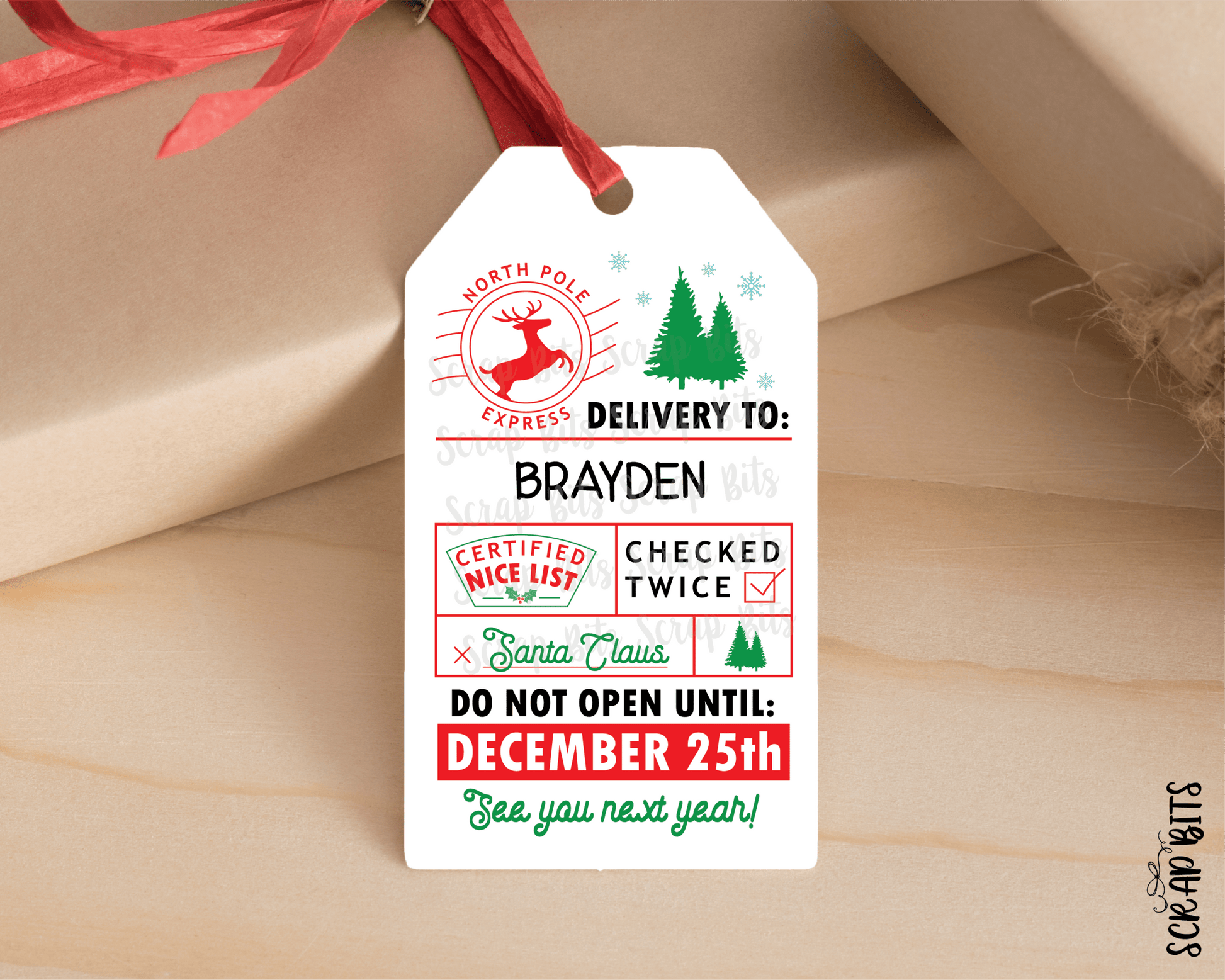 do not open until certified nice list tags, printable from santa