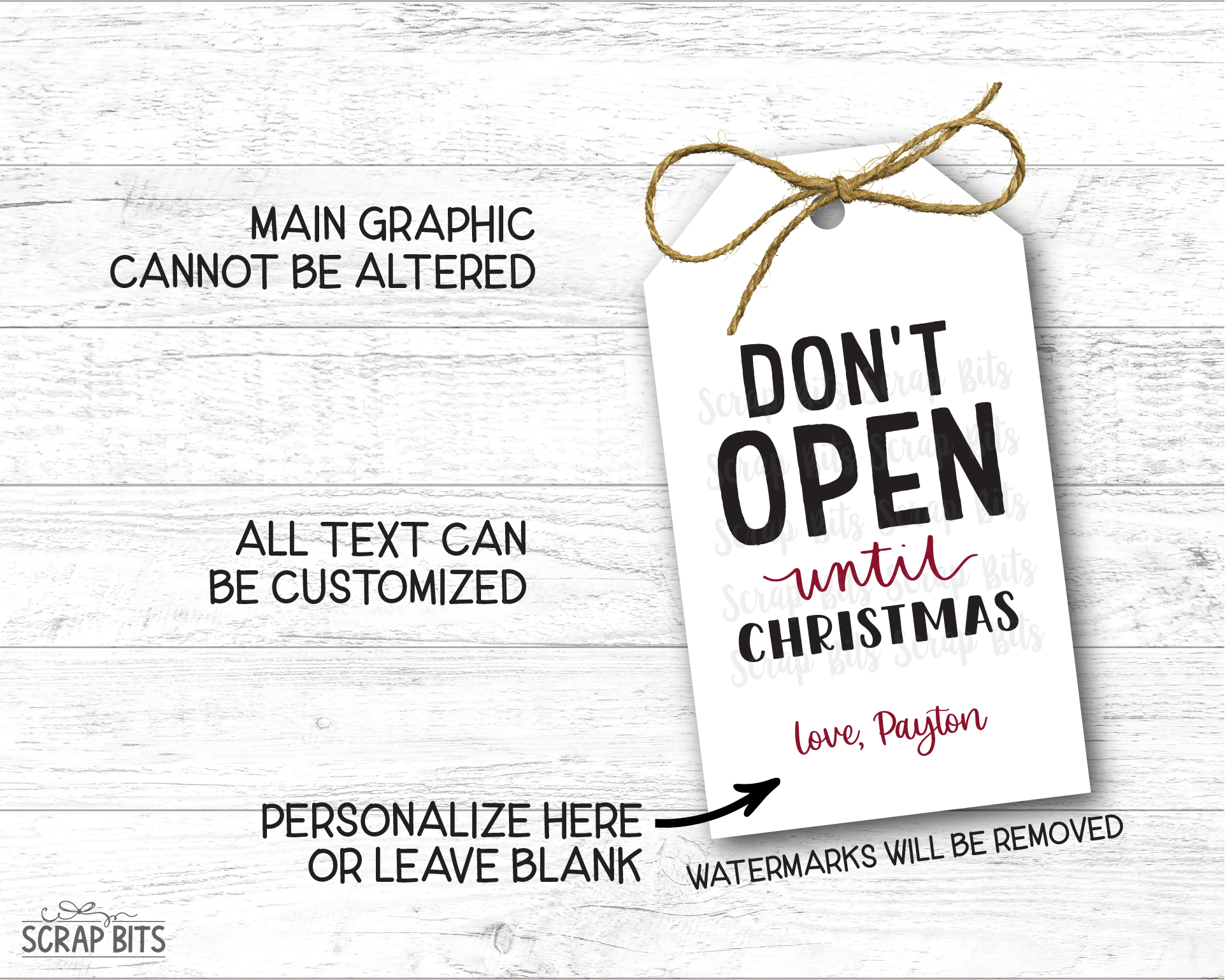 Do Not Open Until Christmas, Personalized Christmas Gift Tags - Scrap Bits