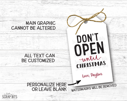 Do Not Open Until Christmas, Personalized Christmas Gift Tags - Scrap Bits