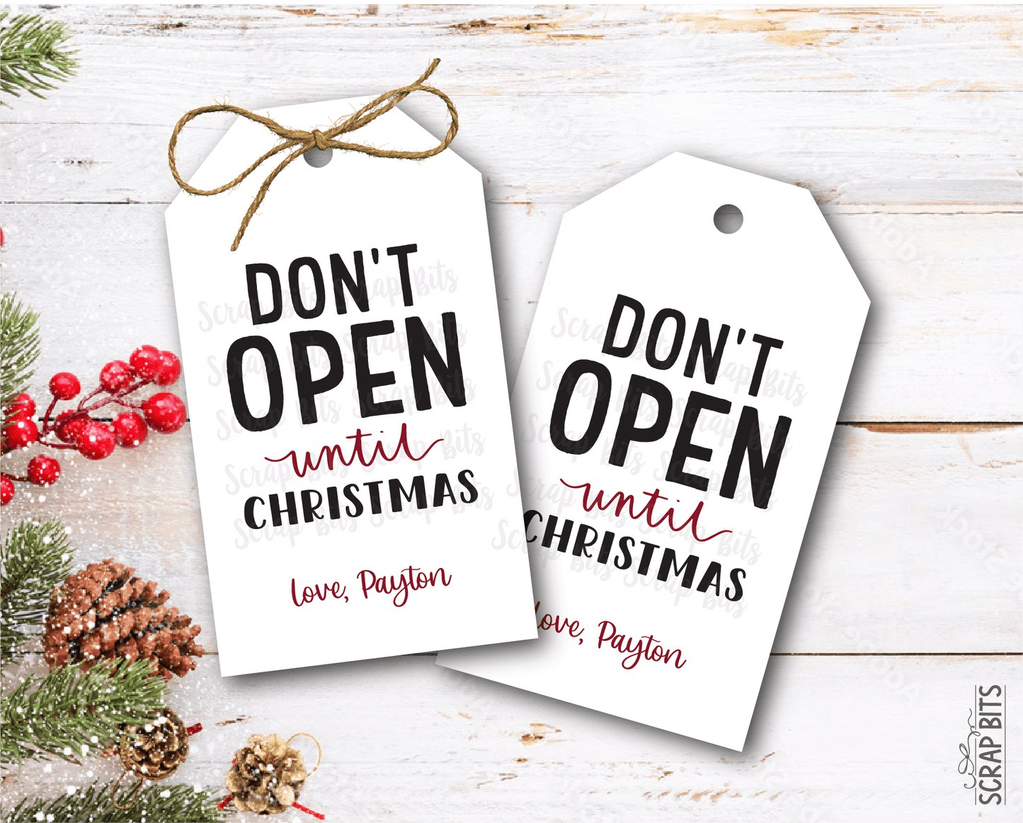 Do Not Open Until Christmas, Personalized Christmas Gift Tags - Scrap Bits