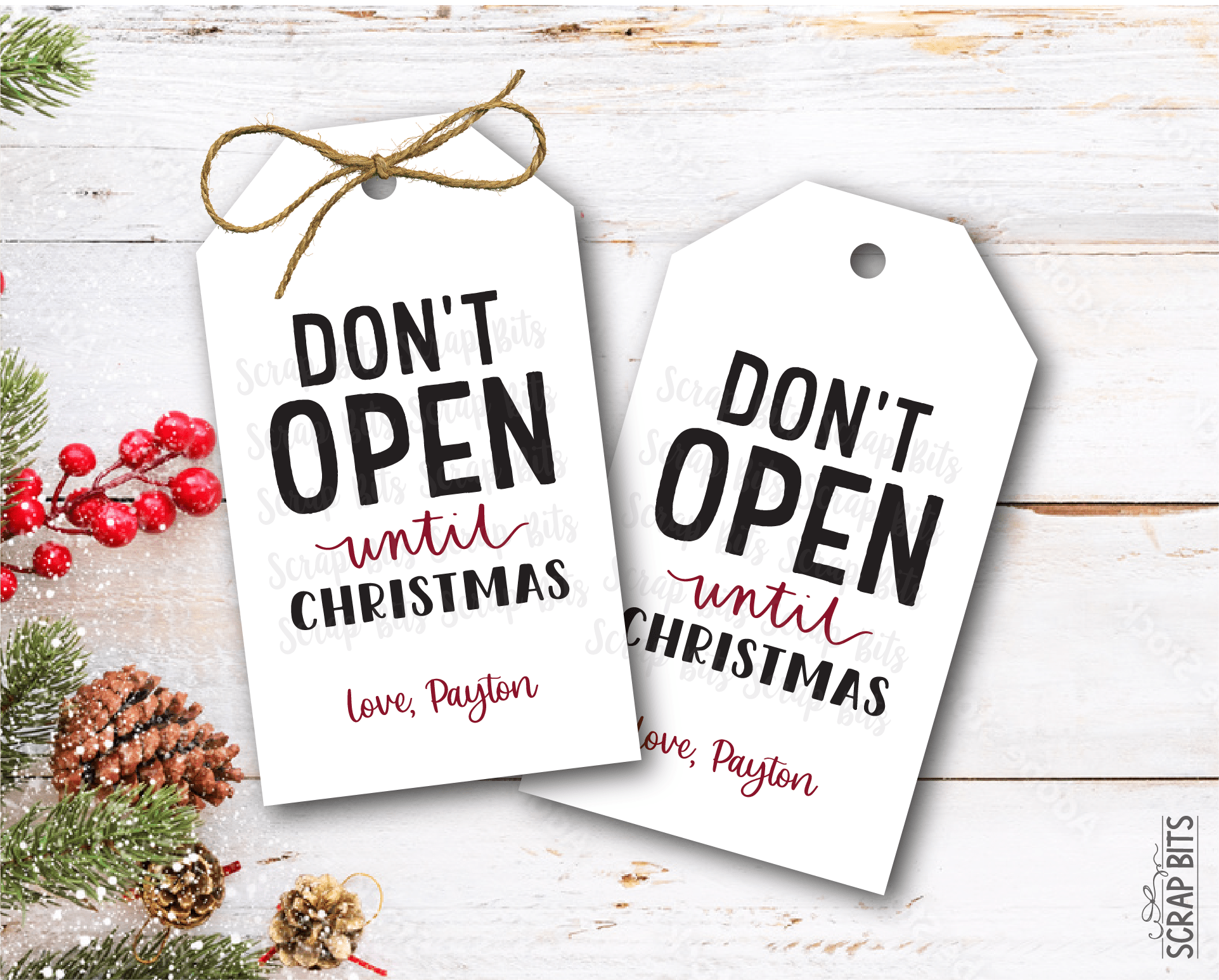 Do Not Open Until Christmas, Personalized Christmas Gift Tags - Scrap Bits