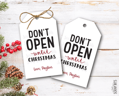 Do Not Open Until Christmas, Personalized Christmas Gift Tags - Scrap Bits