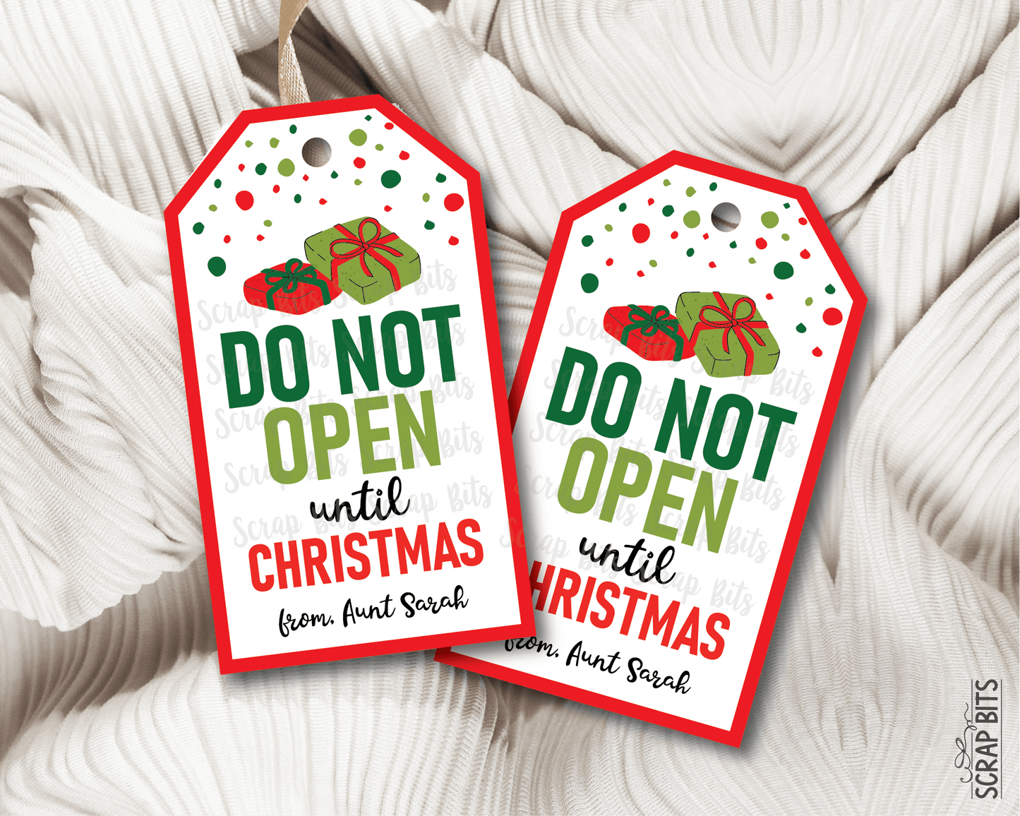 Do Not Open Until Christmas, Printable Christmas Gift Tags . Instant Download Editable Template - Scrap Bits