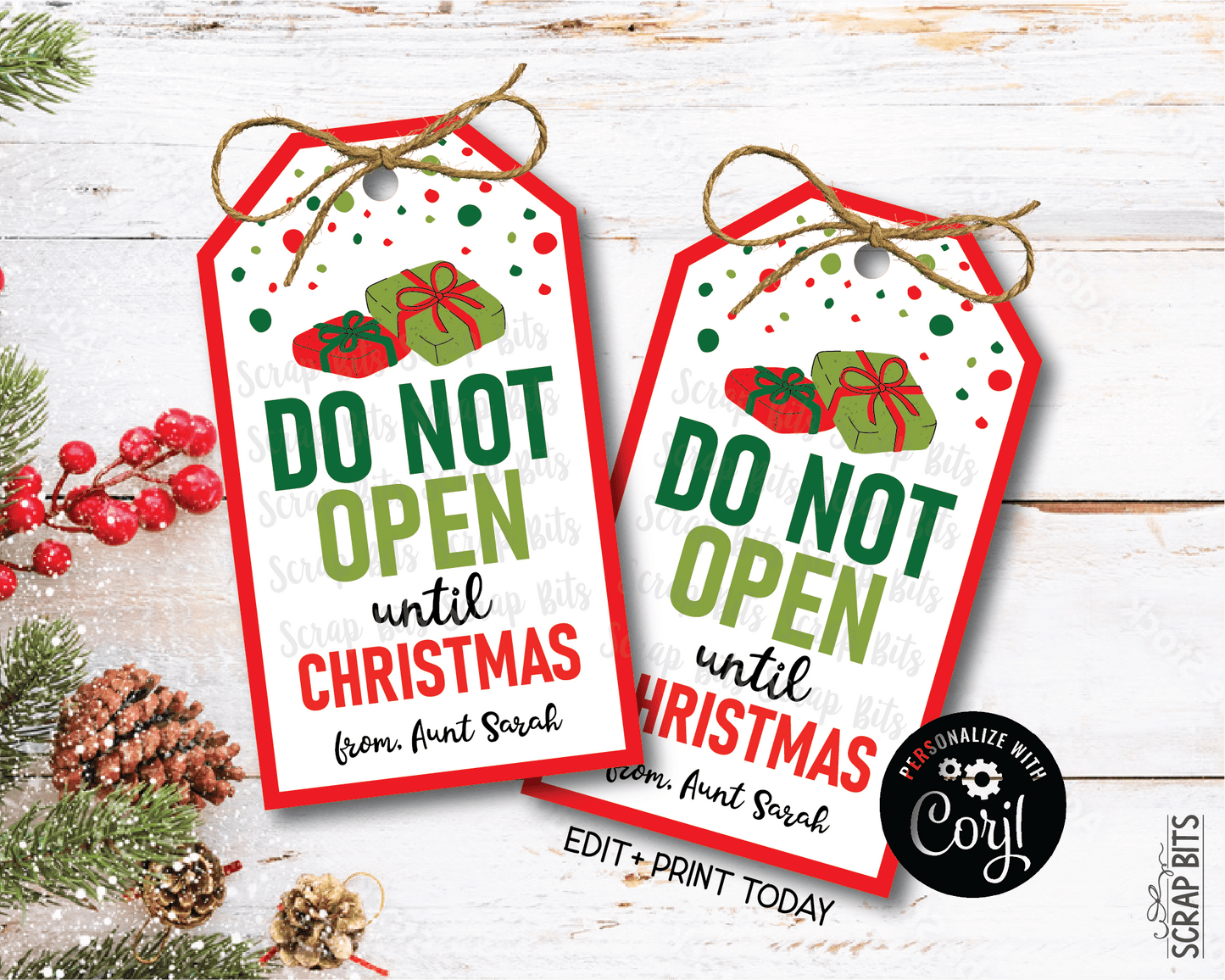 Do Not Open Until Christmas, Printable Christmas Gift Tags . Instant Download Editable Template - Scrap Bits