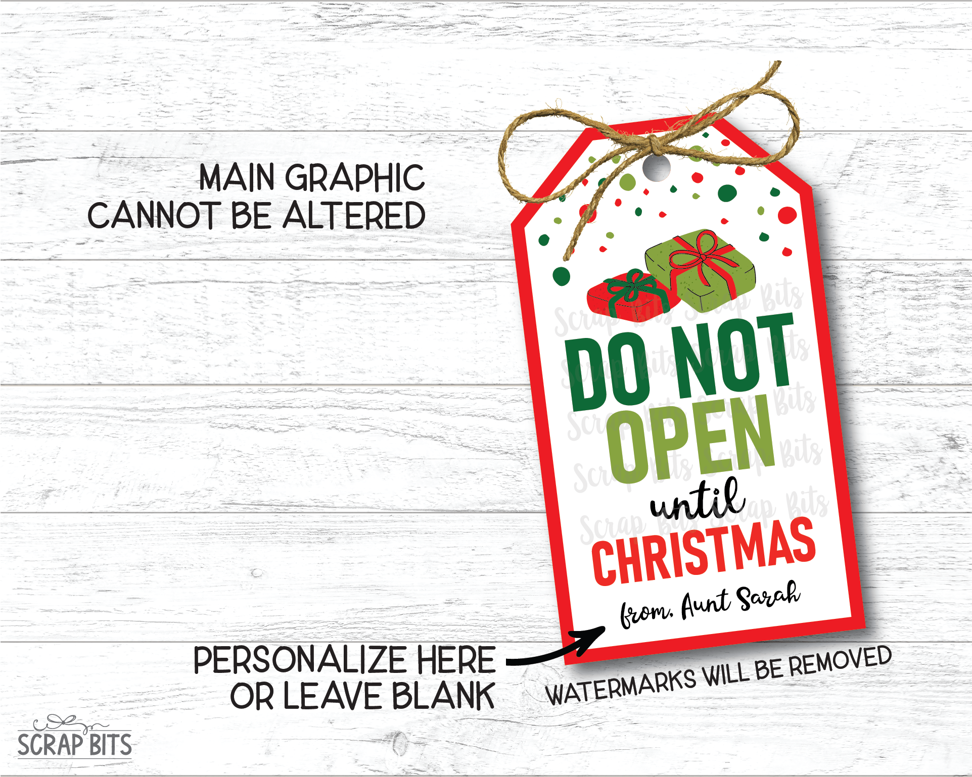 Do Not Open Until Christmas, Printable Christmas Gift Tags . Instant Download Editable Template - Scrap Bits