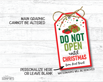 Do Not Open Until Christmas, Printable Christmas Gift Tags . Instant Download Editable Template - Scrap Bits