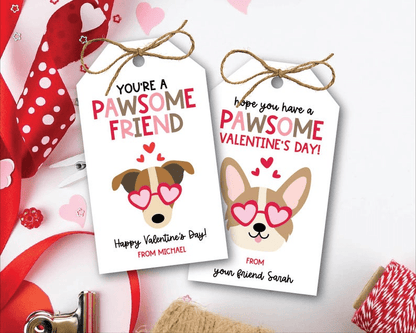 Dog Valentine Gift Tag Set, Personalized - Scrap Bits
