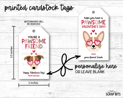 Dog Valentine Gift Tag Set, Personalized - Scrap Bits