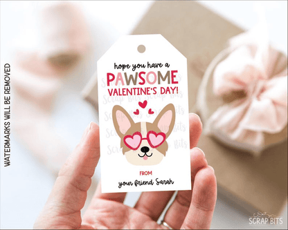 Dog Valentine Gift Tag Set, Personalized - Scrap Bits
