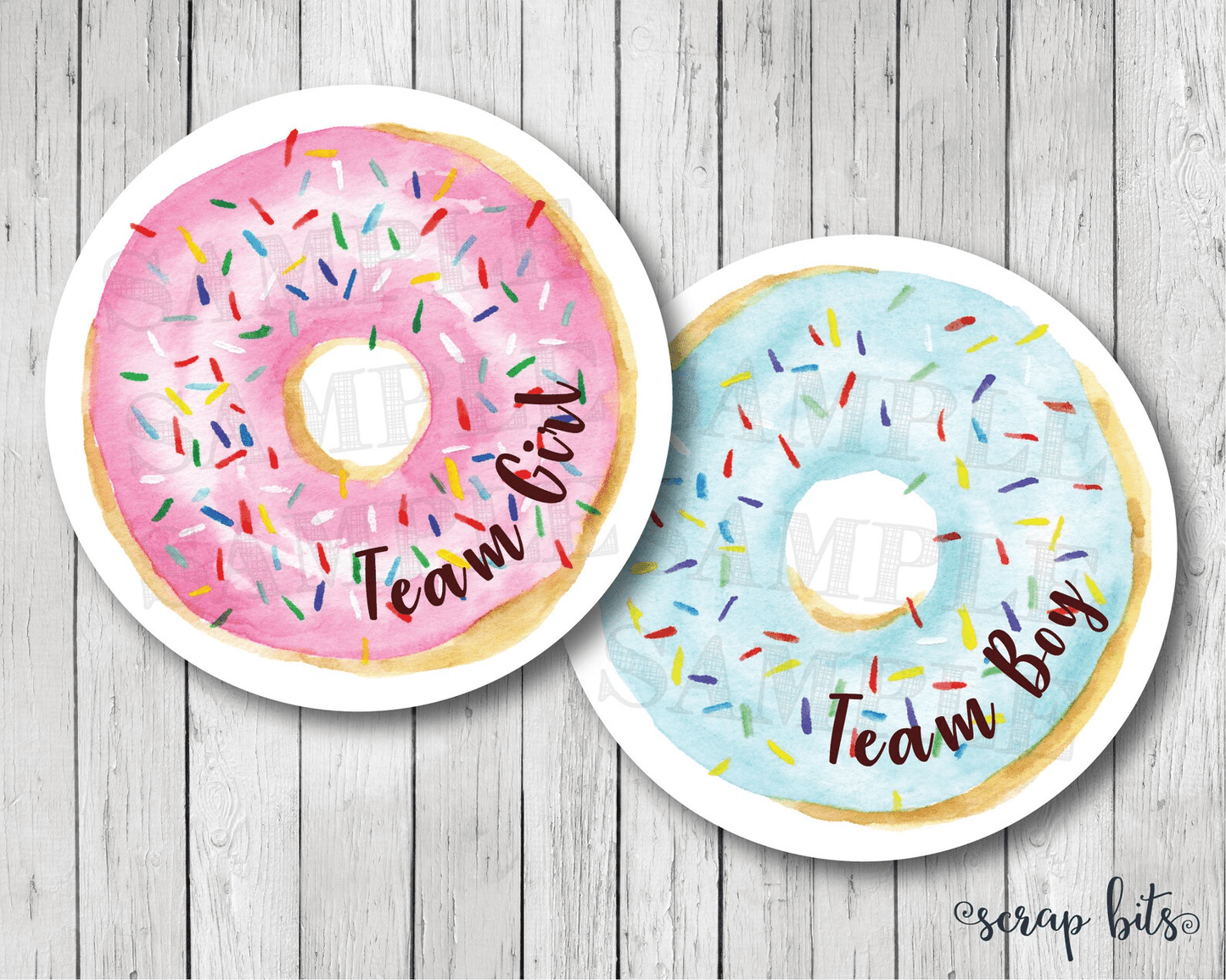 Donuts Gender Reveal Stickers, Pink & Blue - Scrap Bits