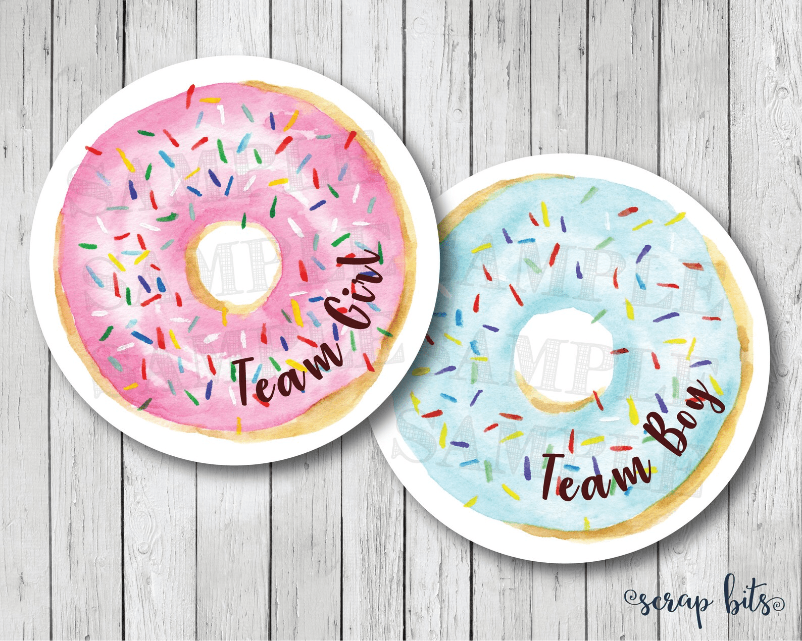 Donuts Gender Reveal Stickers, Pink & Blue - Scrap Bits