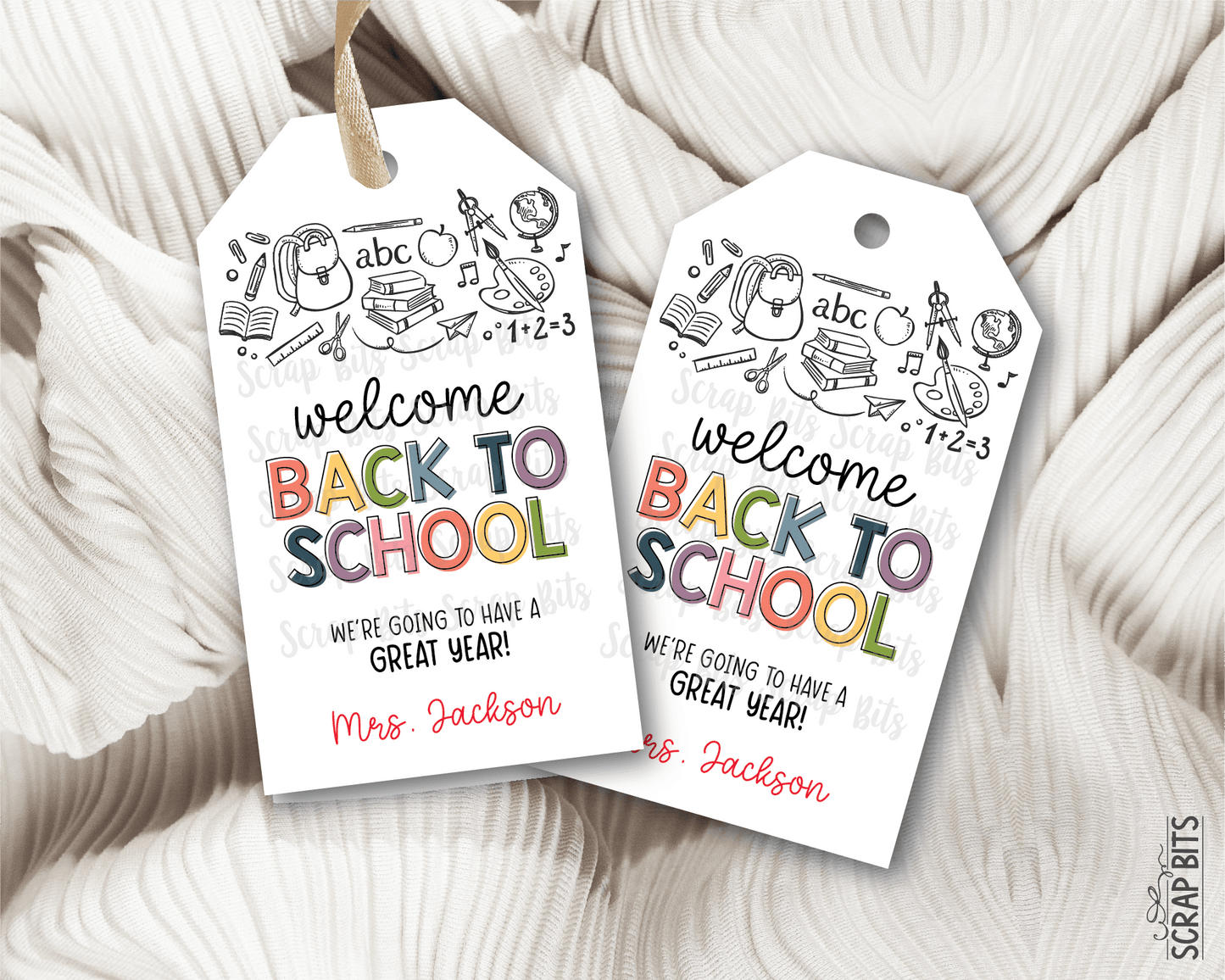 Doodle Back To School Gift Tags, First Day of School Labels - Scrap Bits