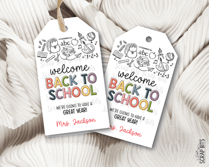 Doodle Back To School Gift Tags, First Day of School Labels - Scrap Bits